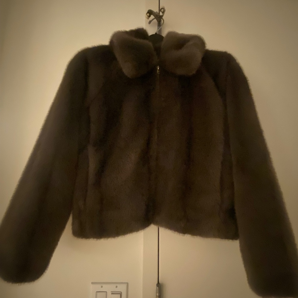 J. Crew Zip-Up Jacket in Faux Fur - Size S